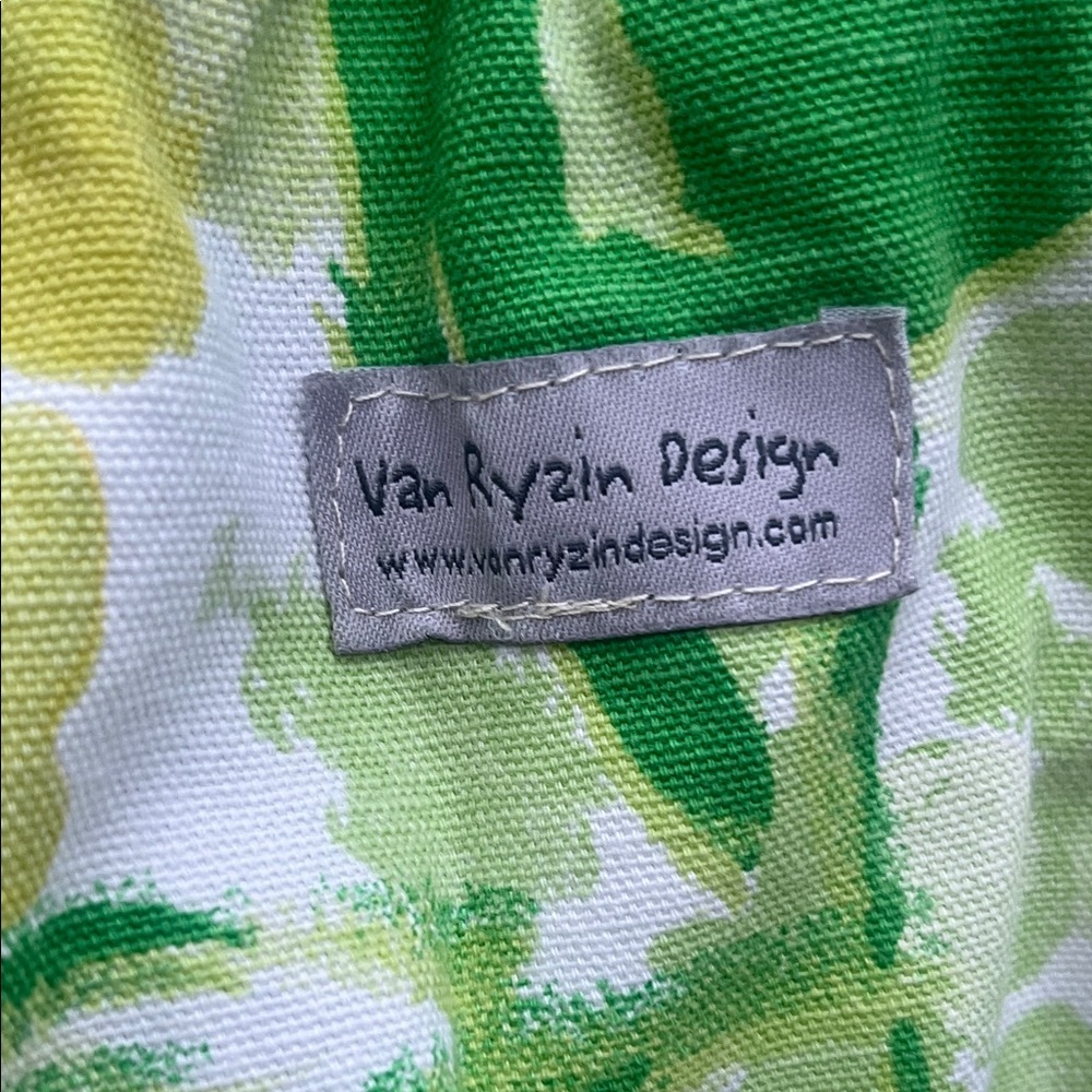 Van Ryzin Design Green, White &  Yellow Patterned Cotton Fabric Skirt size Med